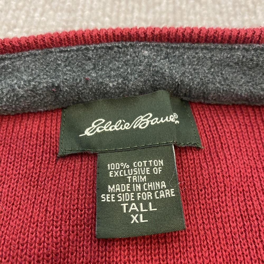 Eddie Bauer Sweater Mens XLT Gray Red Stripe Crewneck Knit Pullover Long Sleeve - Picture 3 of 7